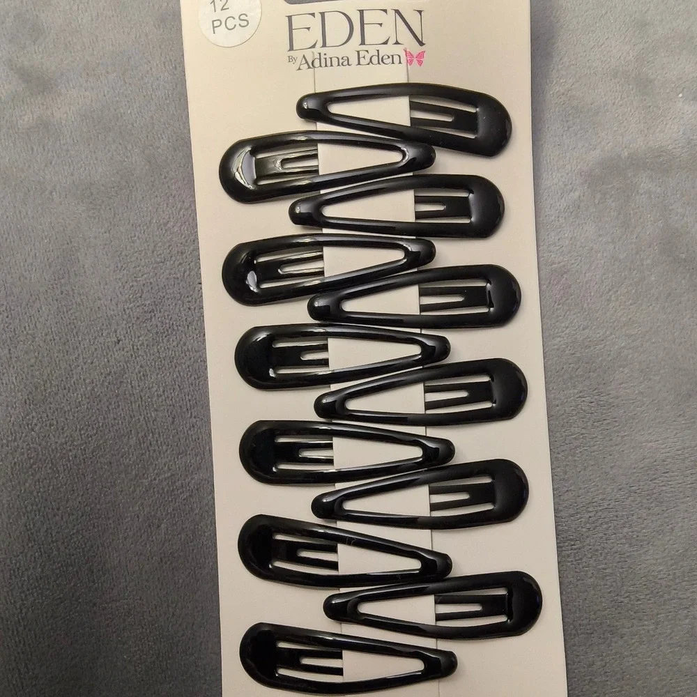 Eden by Adina Eden 12 Black Metal Snap Hair Clips